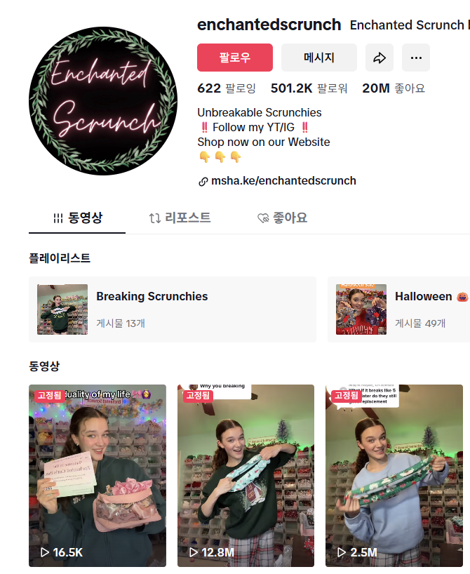 틱톡 마케팅 성공사례 분석: 조회수 100만 만드는 법_Enchanted Scrunch