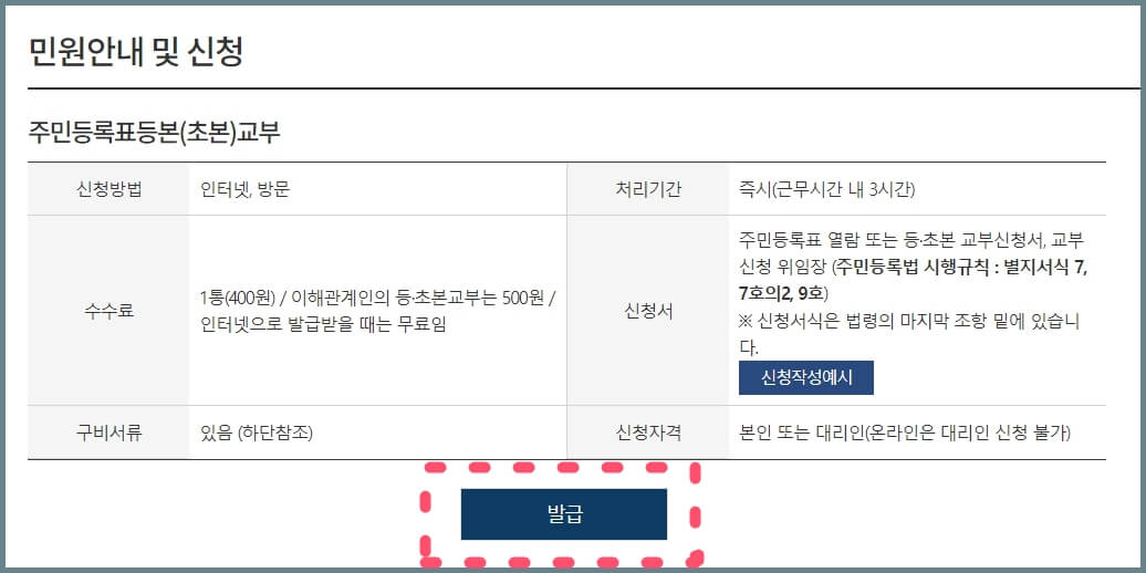 주민등록등본-발급