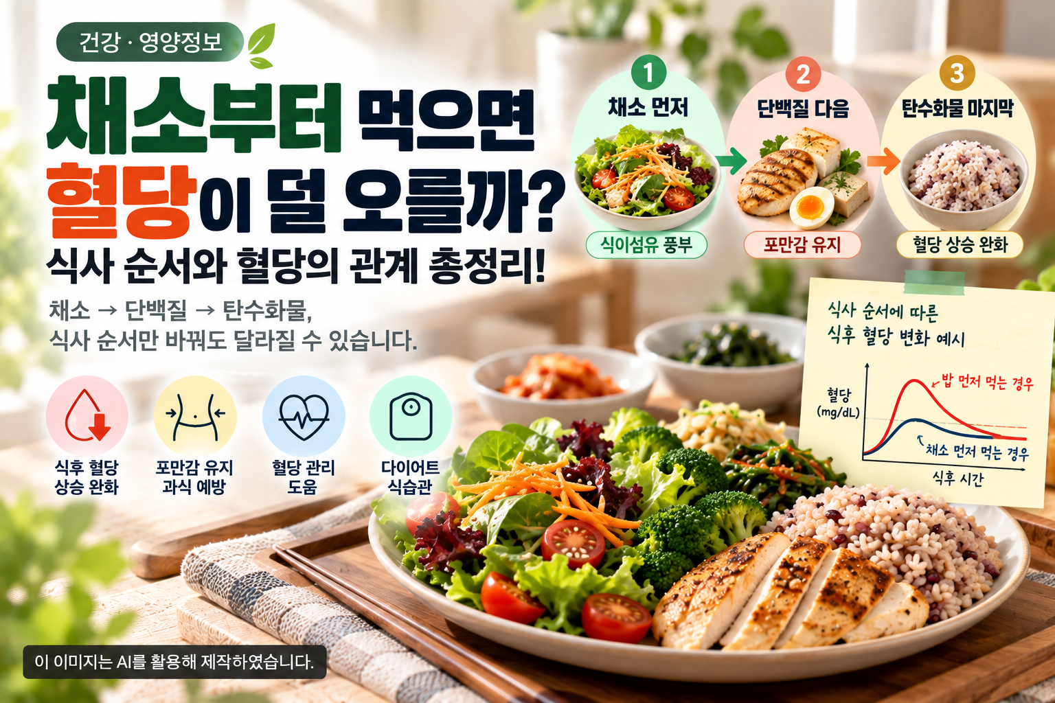 채소부터 먹는 식사 순서와 식후 혈당 상승의 관계