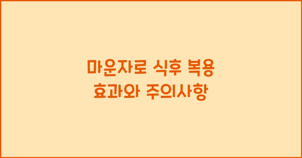 마운자로 식후 복용