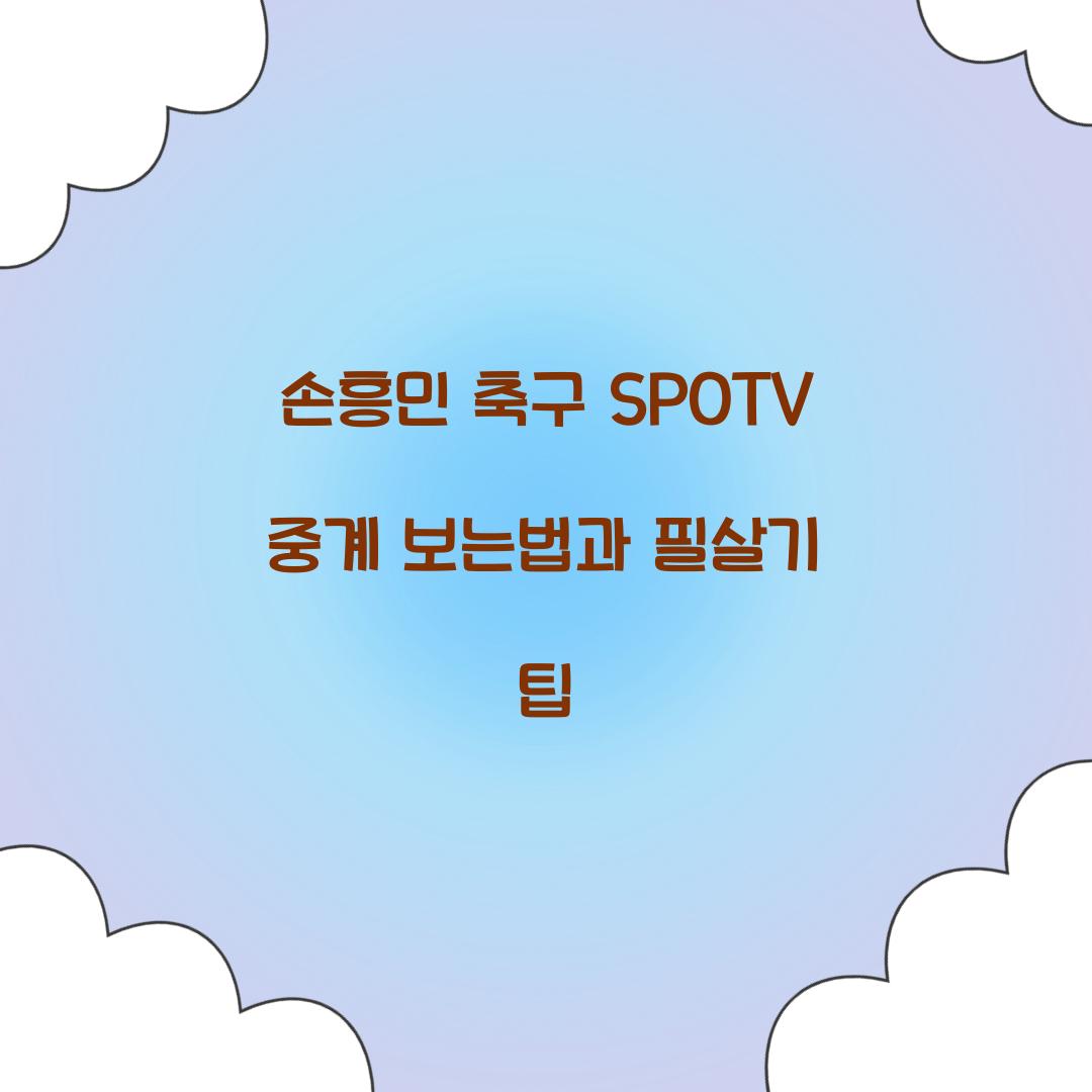 손흥민 축구 SPOTV 중계 보는법