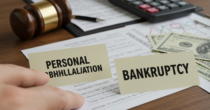 개인회생과 파산을 고민하는 손 사진