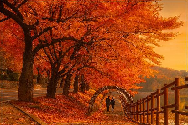 군산 은파호수공원 이미지 / 출처: 군산시 문화관광 +단풍 가상이미지