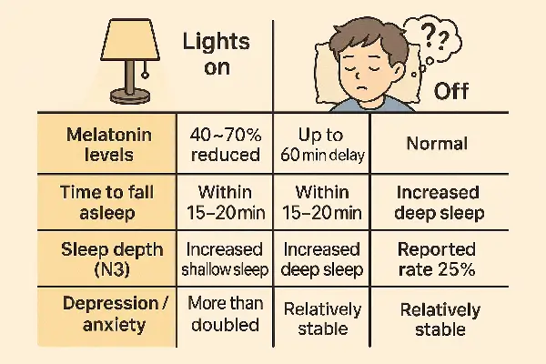 밤에 조명을 켜고 자면 생기는 신체 변화