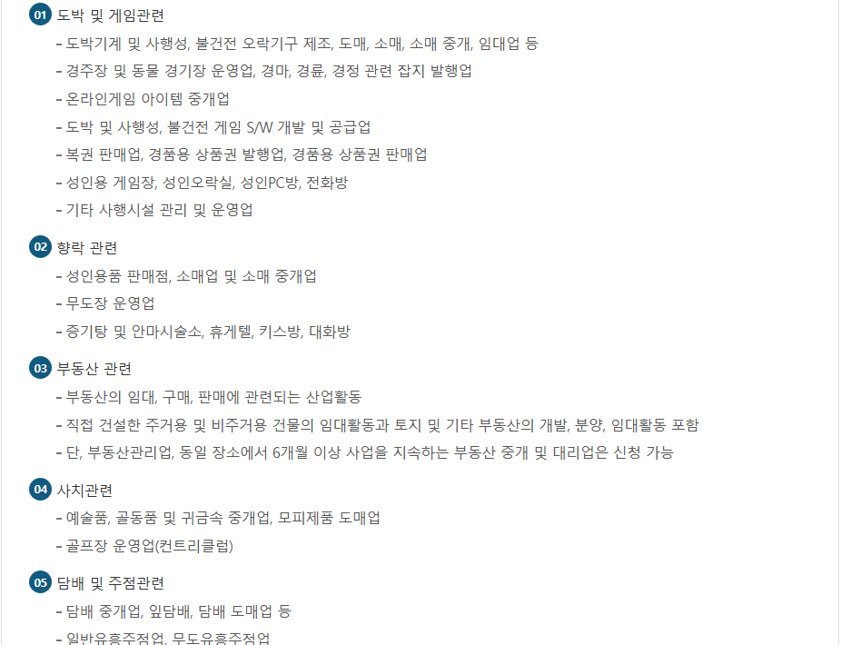 신용보증기금 홈페이지 대출 지원 제외 업종