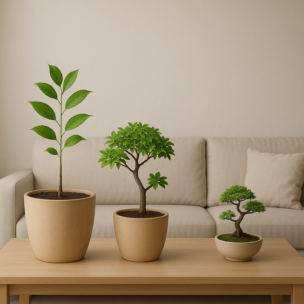 큰화분들과 작은 분재