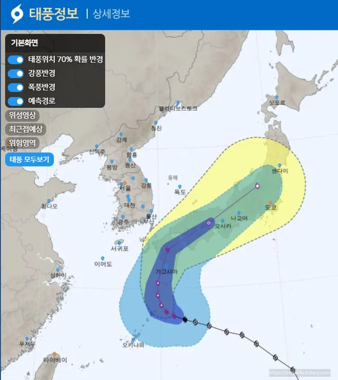태풍경로 이미지 입니다.