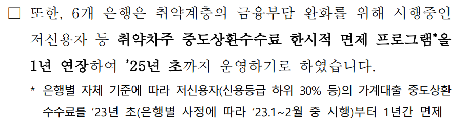 12월 중도상환수수료 추가 혜택