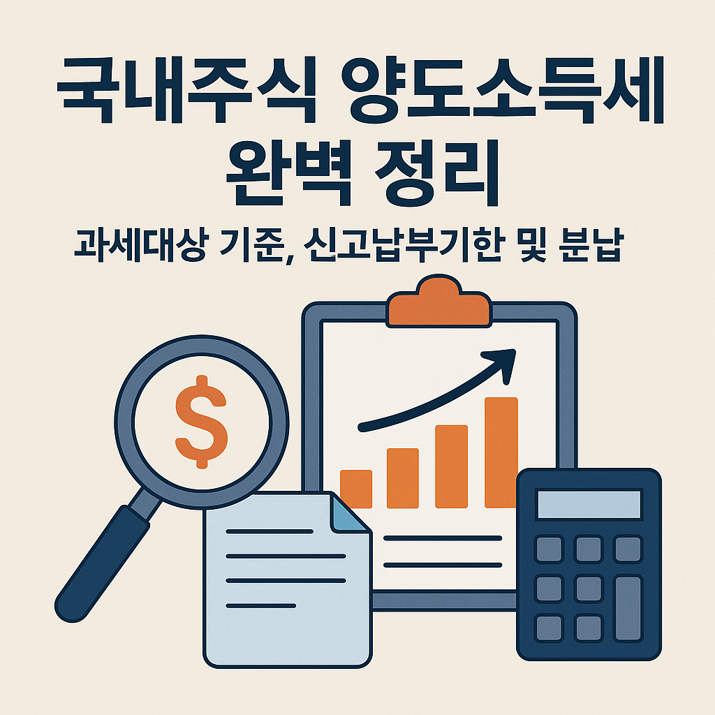 국내주식 양도소득세 과세대상 기준, 신고납부기한, 분납 방법
