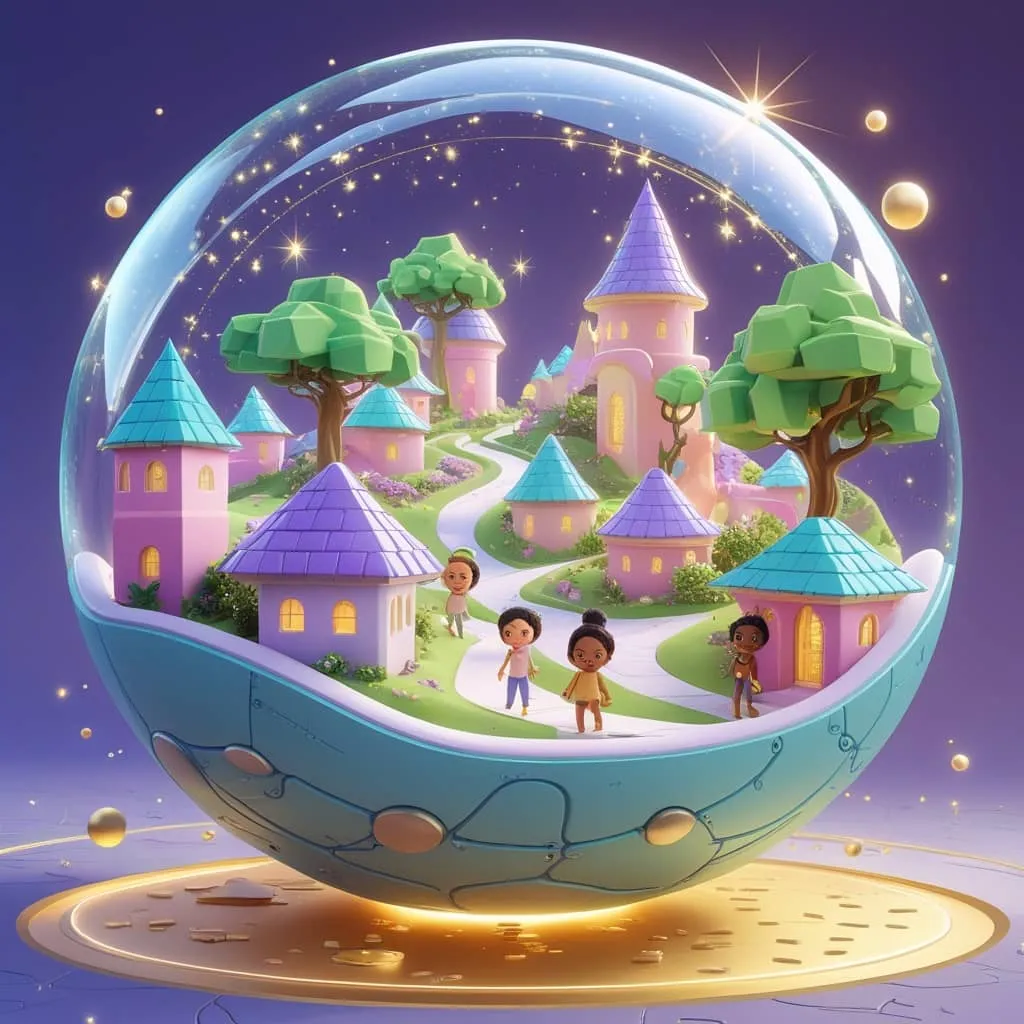 게임파이의 대표 주자중 하나인 디센트럴랜드의 가상 공간을 픽사 스타일로 나타낸 이미지.