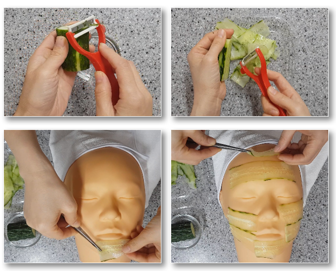 오이 슬라이스 마스크팩의 시술과정