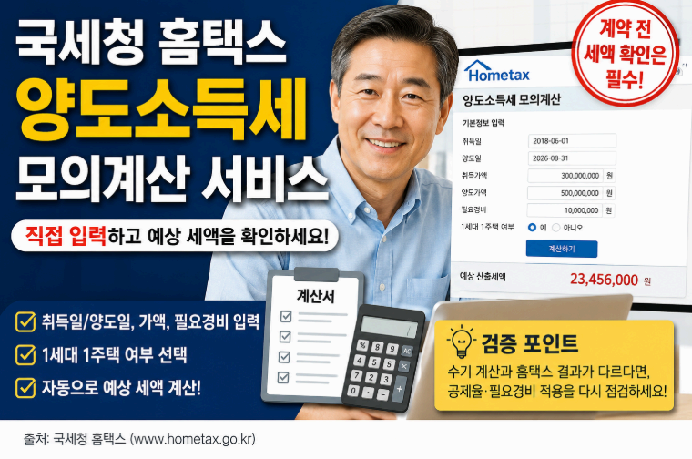 양도소득세 모의계산 서비스 이미지사진