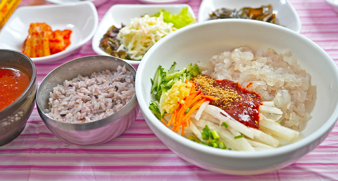 참가자미 물회