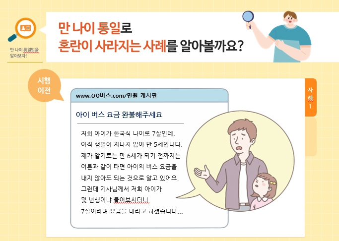 만 나이 통일로 혼란이 사라지는 사례