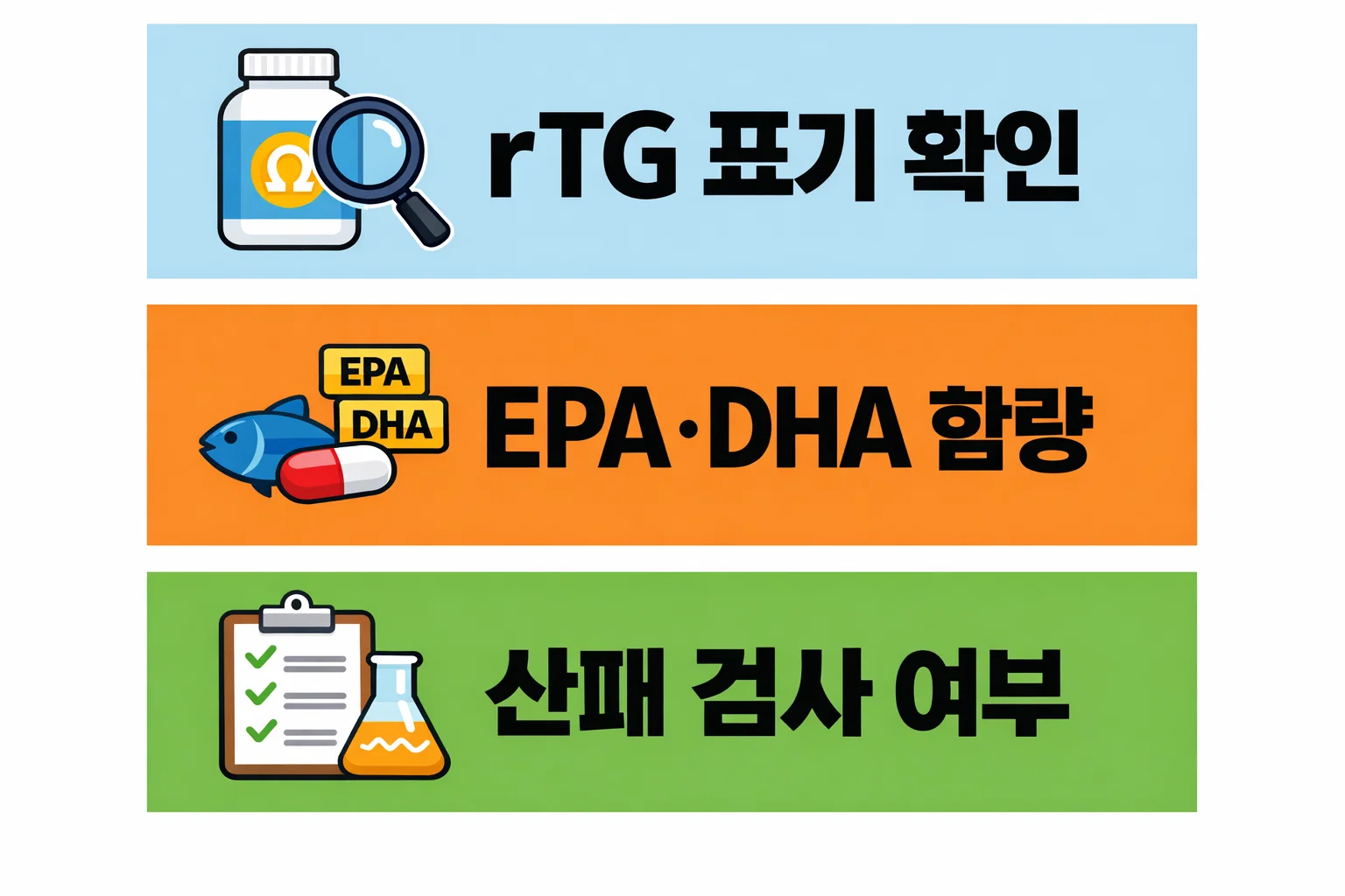 알티지오메가3 구매 시 rTG 표기, EPA DHA 함량, 산패 검사 여부를 확인해야 하는 핵심 체크포인트 정리 이미지
