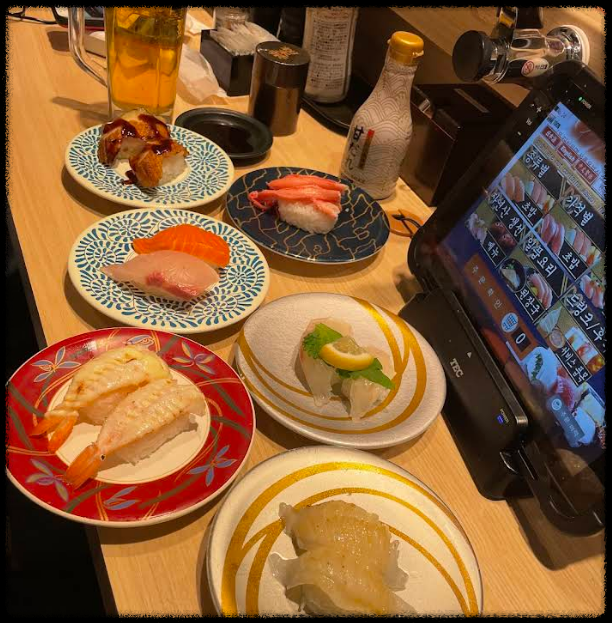 오사카의 우메다 또는 도톤보리 스시 맛집 대기수산 회전초밥3