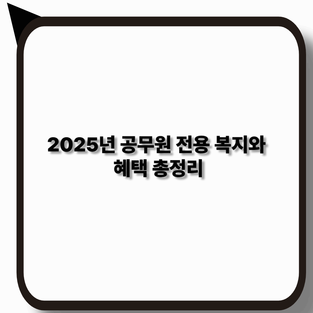 2025년 공무원 전용 복지와 혜택 총정리