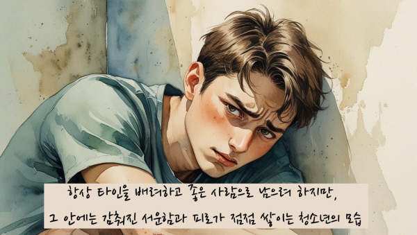 항상 타인을 배려하고 좋은 사람으로 남으려 하지만, 그 안에는 감춰진 서운함과 피로가 점점 쌓이기 마련입니다에 관한 그림