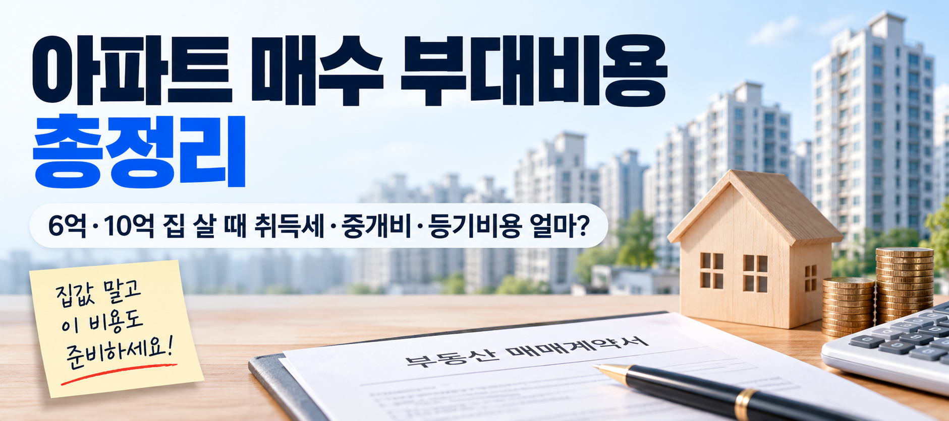아파트 매수 시 취득세 중개비 등기비용 등 부대비용 대표이미지