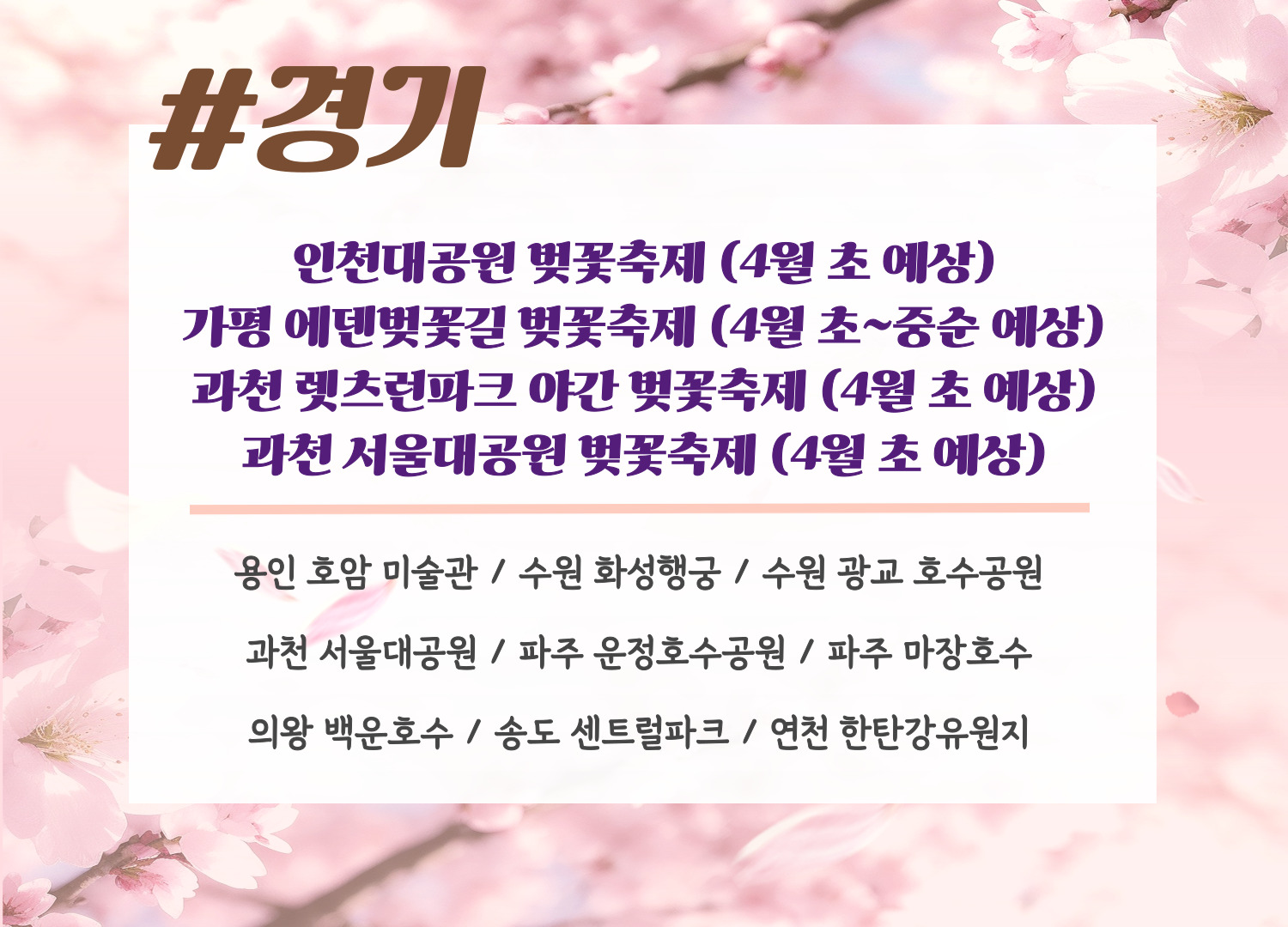 2024년 벚꽃 지역별 개화시기