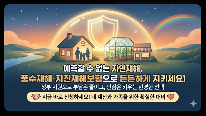 풍수재해 지진재해보험료 지원혜택,가입대상,보장범위