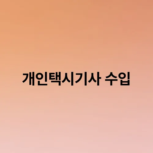 개인택시기사 수입