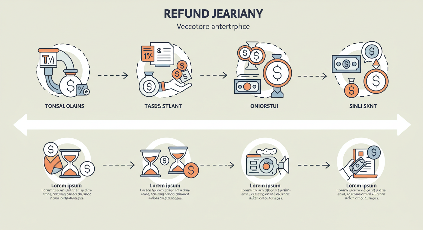 환급 절차에 지연 표시가 있는 인포그래픽