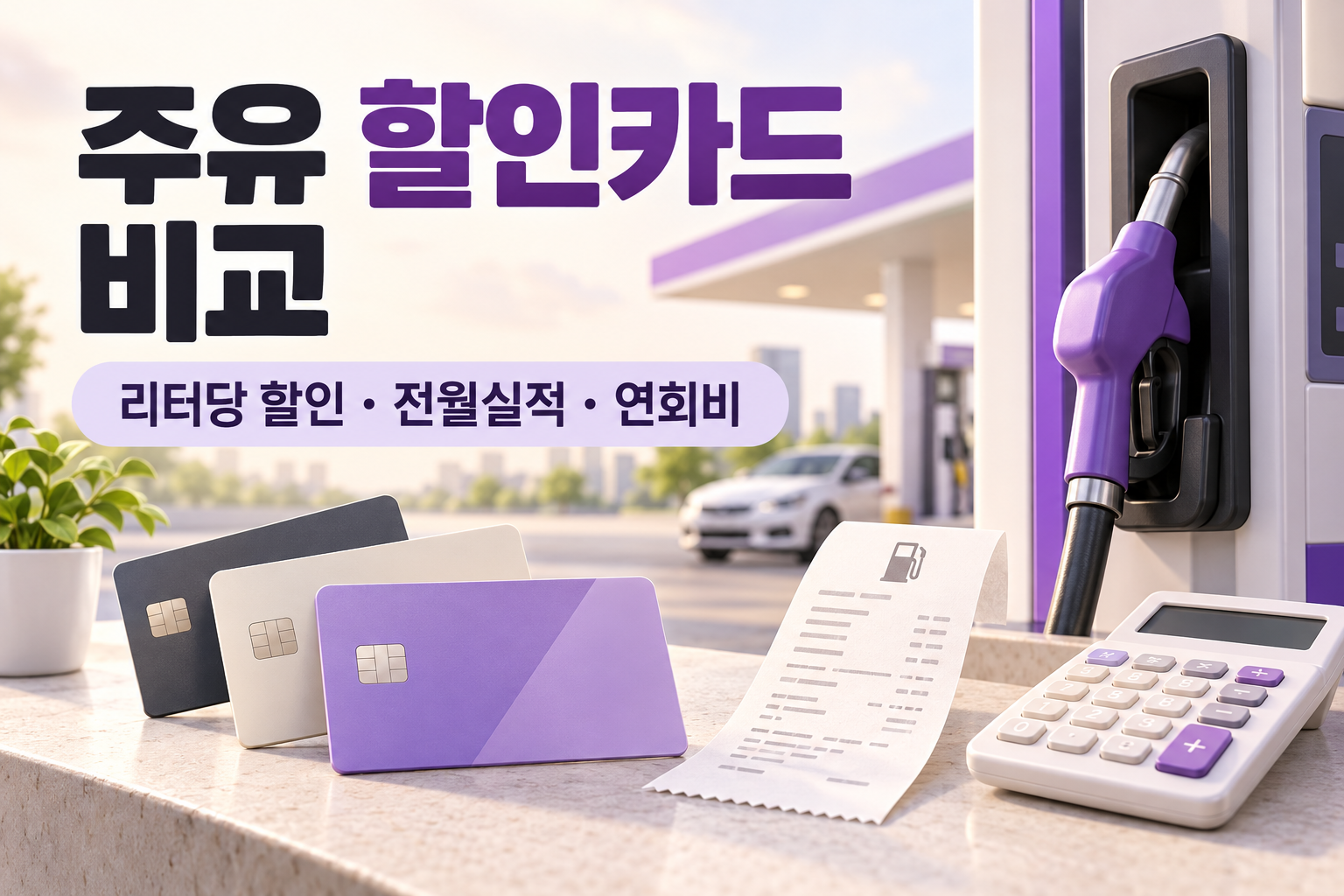 주유 할인카드 비교 방법｜리터당&middot;% 할인&middot;전월실적&middot;연회비 확인