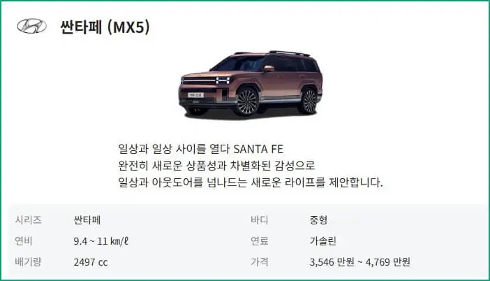 싼타페 가격표