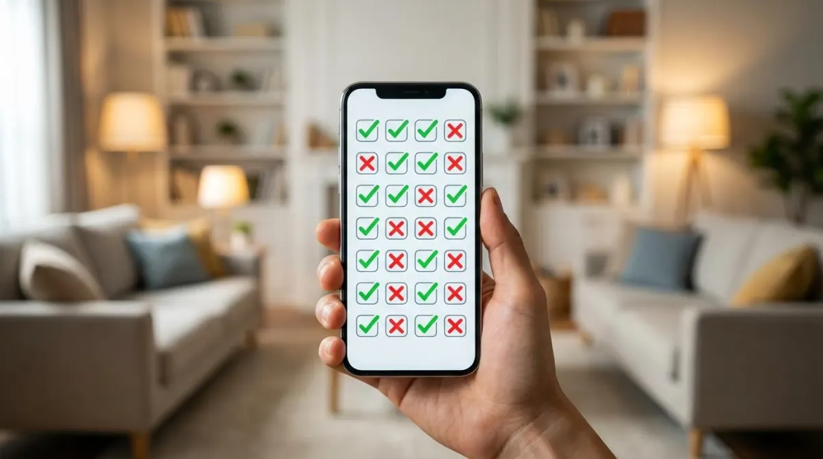 스마트폰으로 건강보험 피부양자 자격 1분 자가진단 체크리스트를 확인하는 모습
