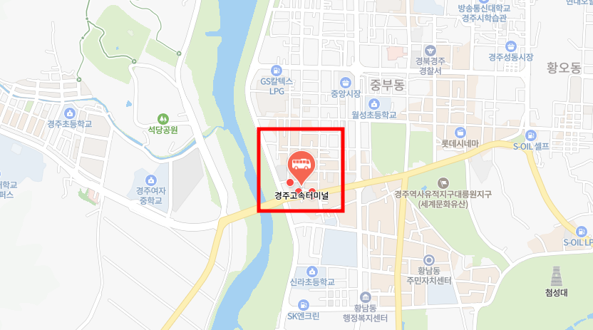 경주고속버스터미널 위치지도