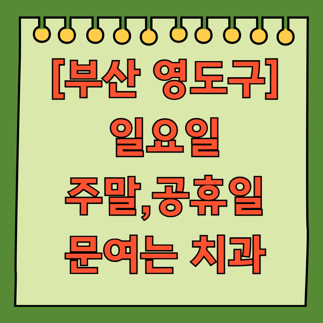 부산 영도구 일요일 문 여는 치과 리스트 ❘ 주말 공휴일 야간진료 병원 찾기