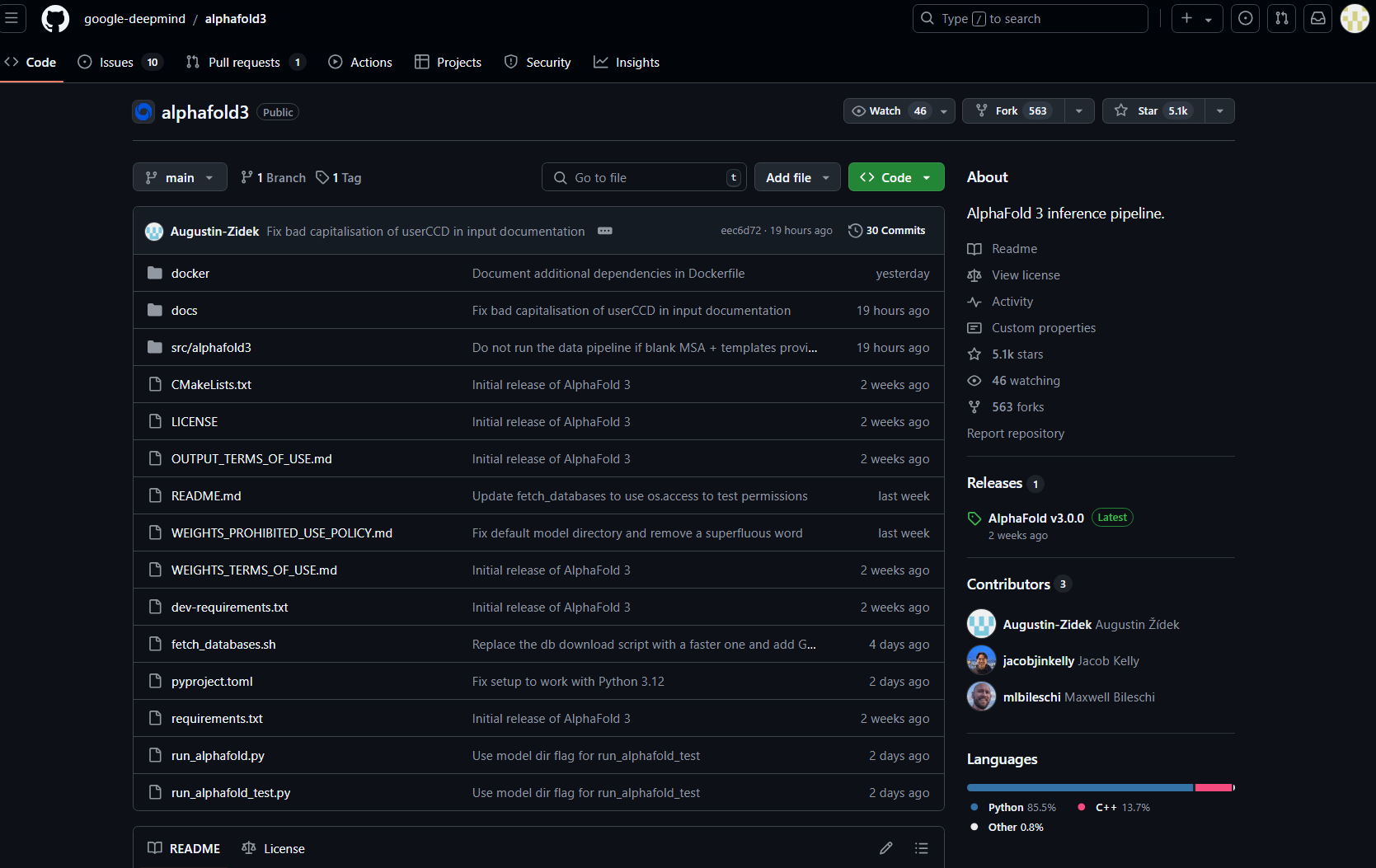 알파폴드3 깃 레포지터리