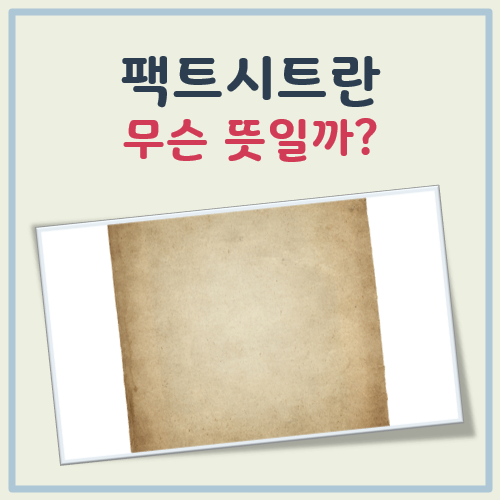 팩트시트 뜻 대표 이미지