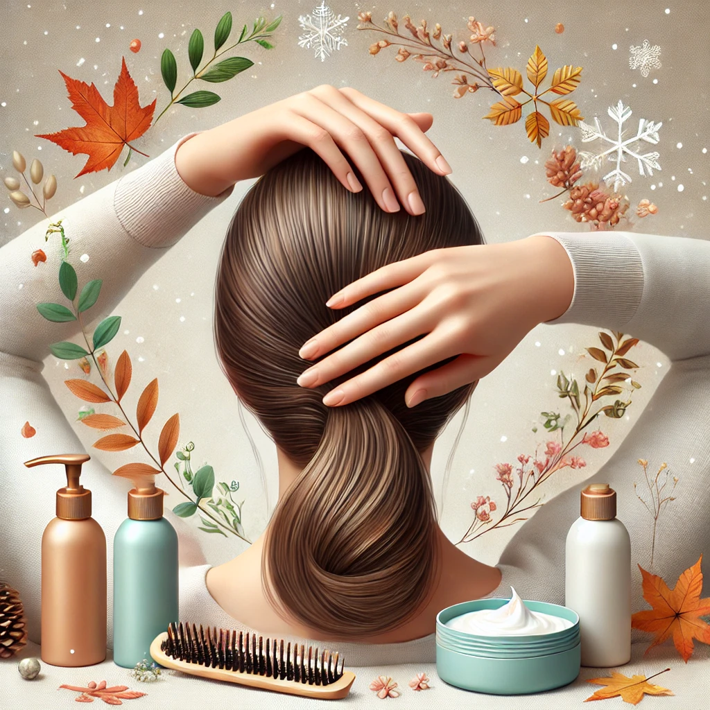 머리 만지고 있는 여성의 뒷모습 이미지