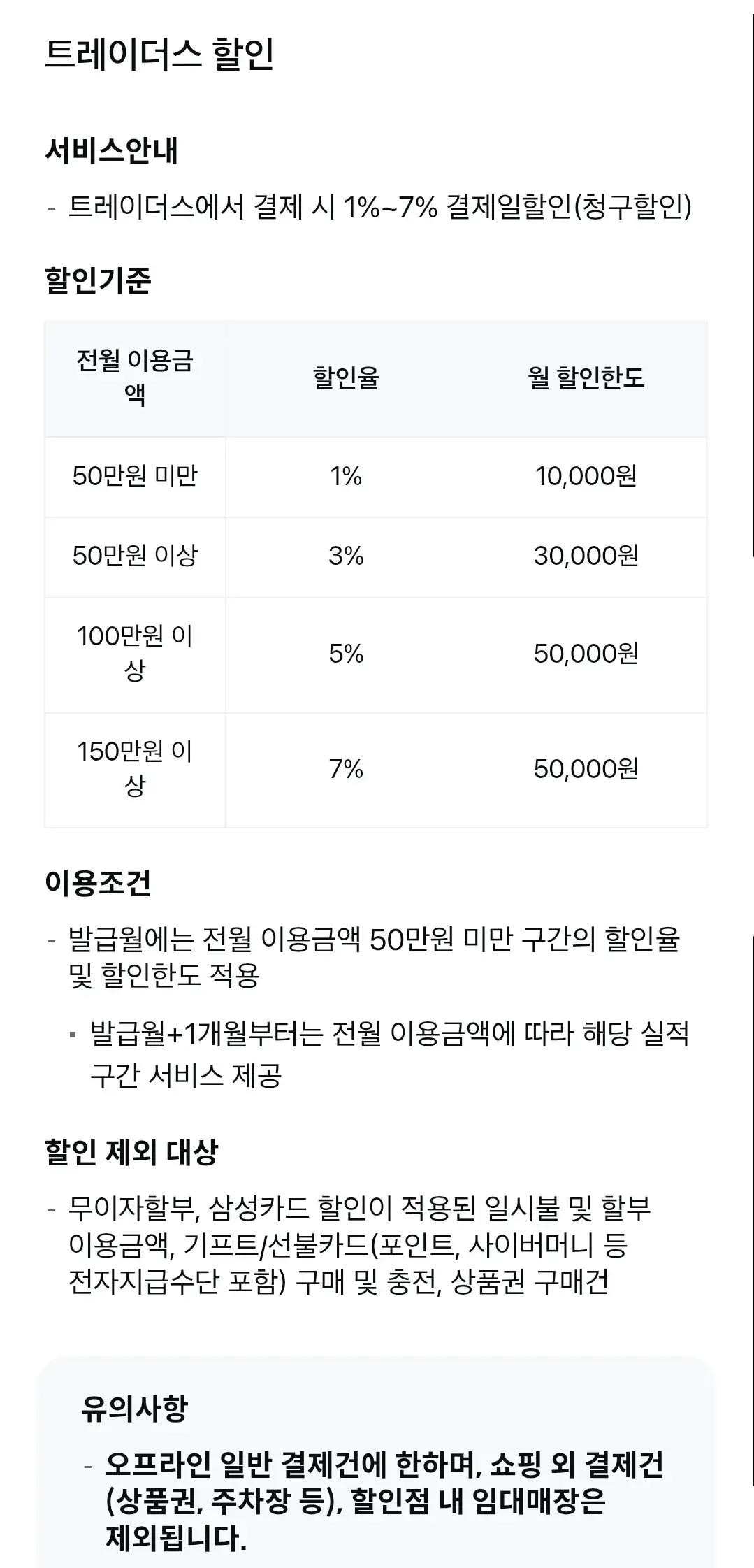트레이더스 삼성카드 BIZ(비즈) 연회비 및 혜택 안내