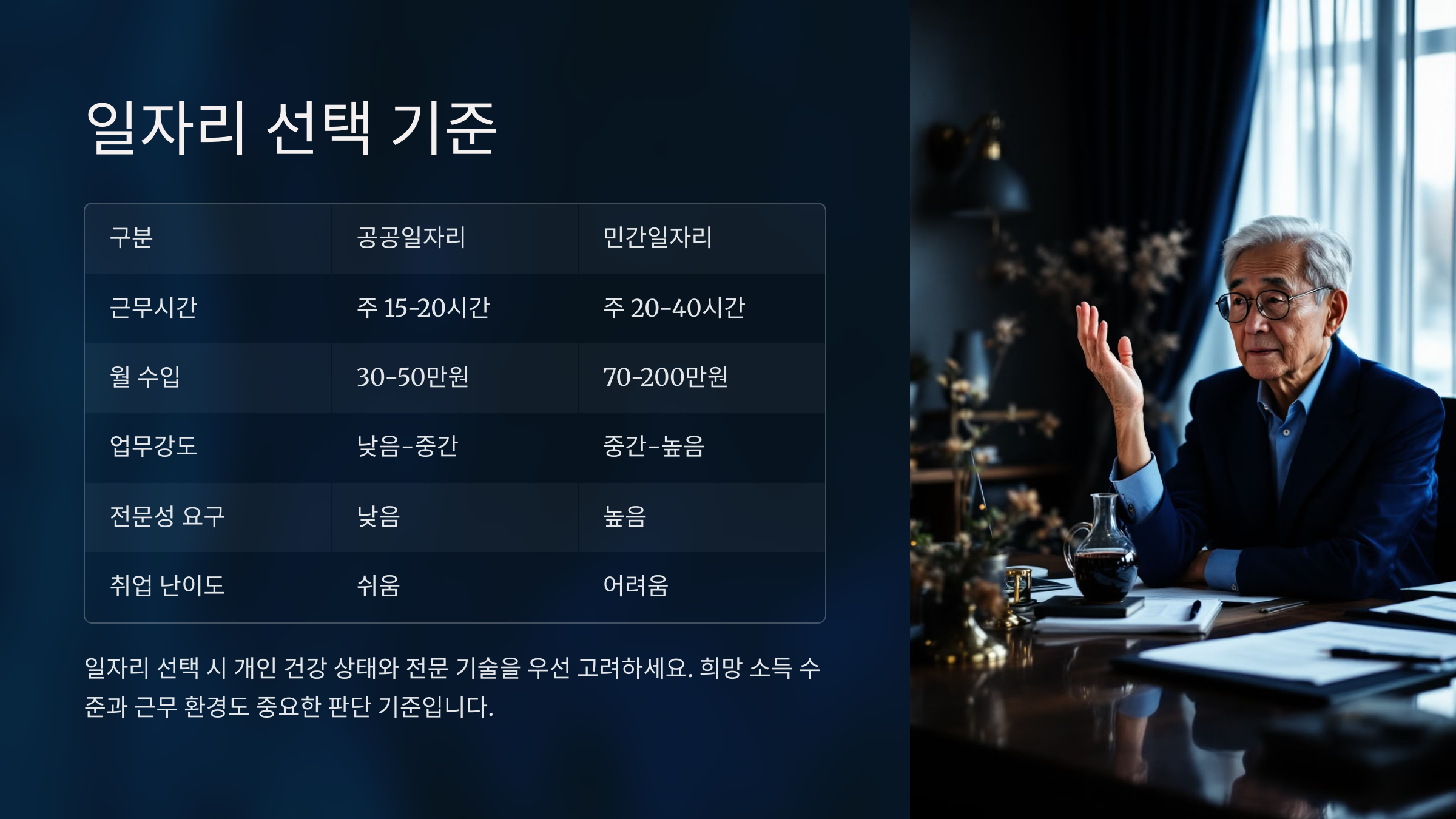 일자리 선택 기준