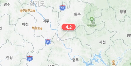 규모 4.2 지진 발생&amp;#44; 충북 충주시 앙성면 부근 [위치 강도 피해 영향 실시간 재난 문자 기상청 긴급 속보]