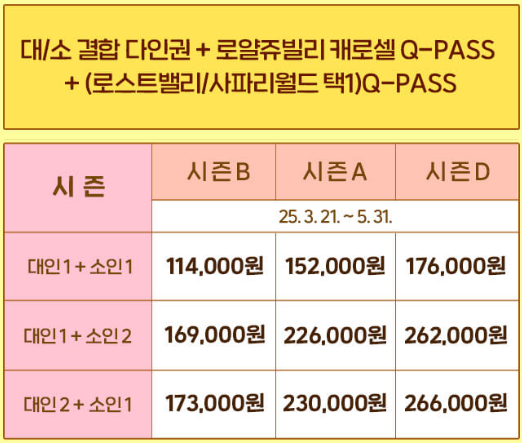 가족 큐패스 패키지 정보 사진