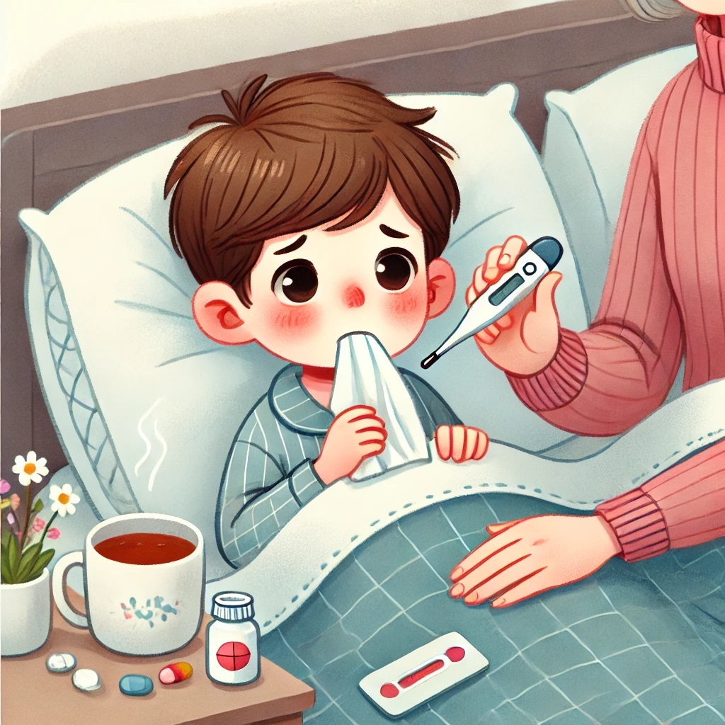 독감 걸린 아이 사진