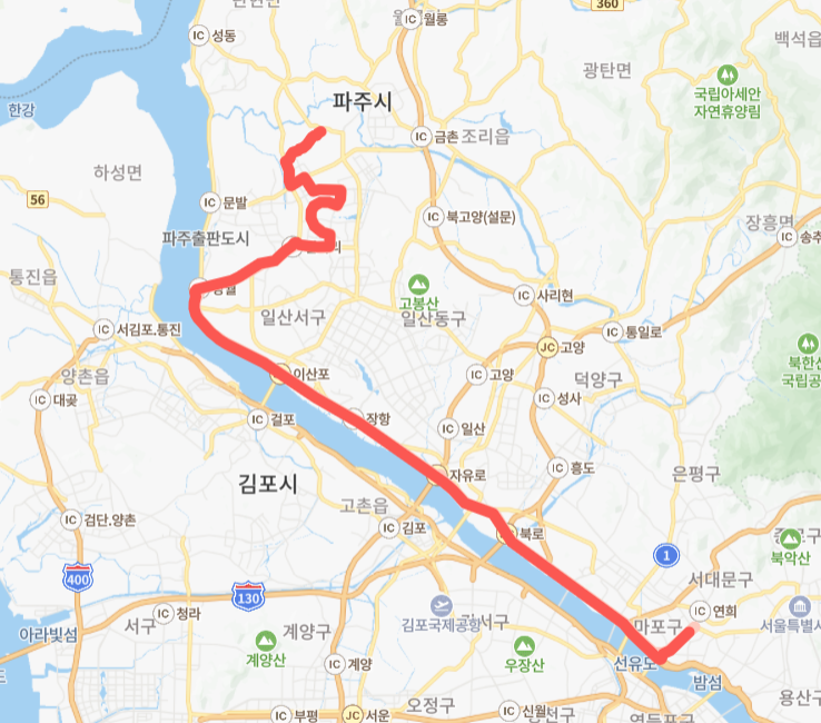 파주-3100번-버스-노선도