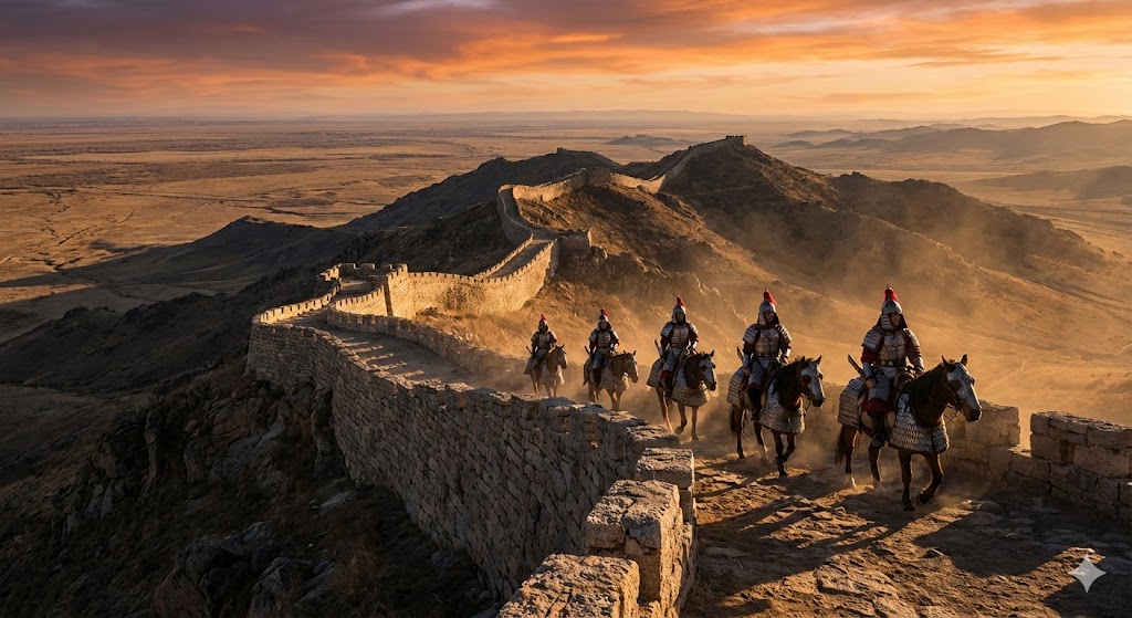 An epic illustration of vast Manchurian plains and ancient Goguryeo fortress walls, evoking the majestic spirit of the kingdom.