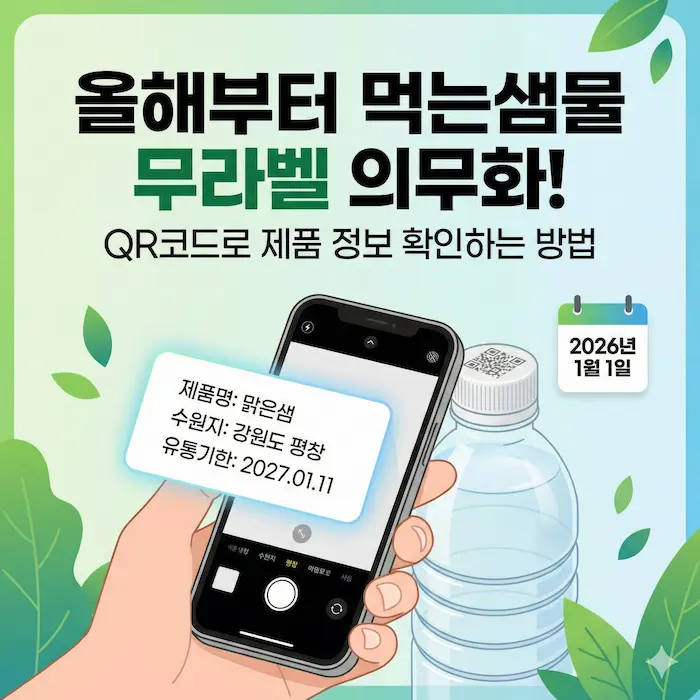 2026 올해부터 먹는샘물 무라벨 의무화! QR코드로 제품 정보 확인하는 방법