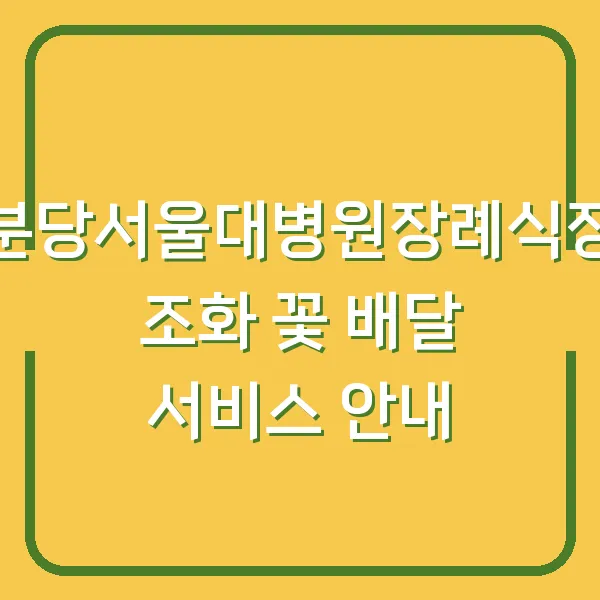 분당서울대병원장례식장 조화 꽃 배달 서비스 안내