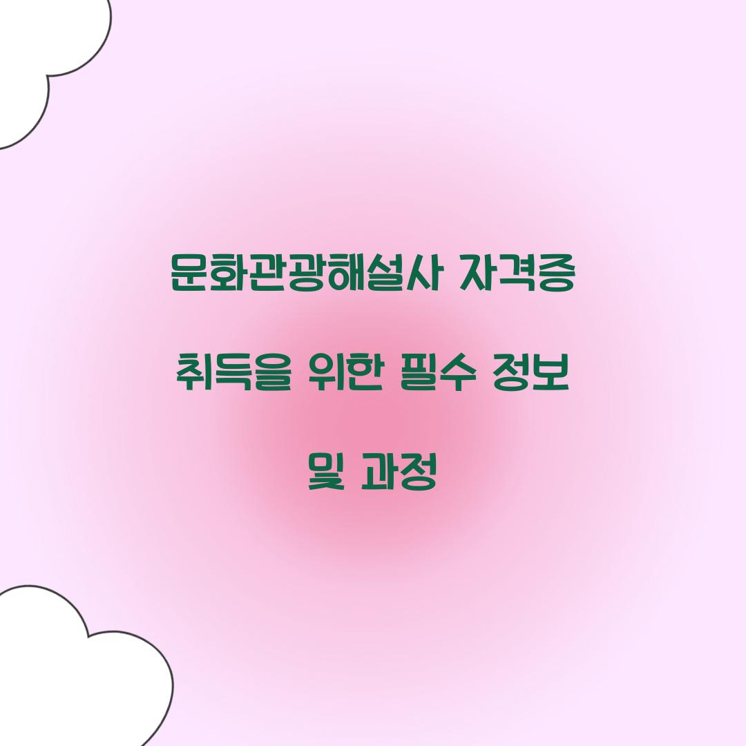 문화관광해설사 자격증