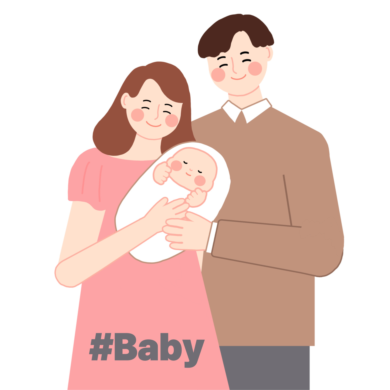 신생아를 안고 있는 부부 사진