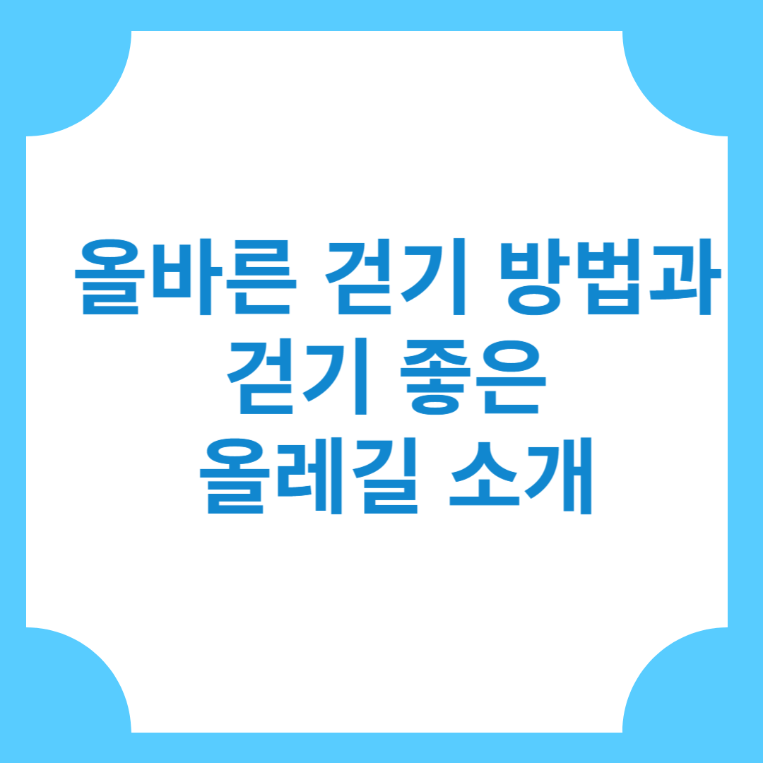건강한 걷기방법 좋은 올레길코스추천