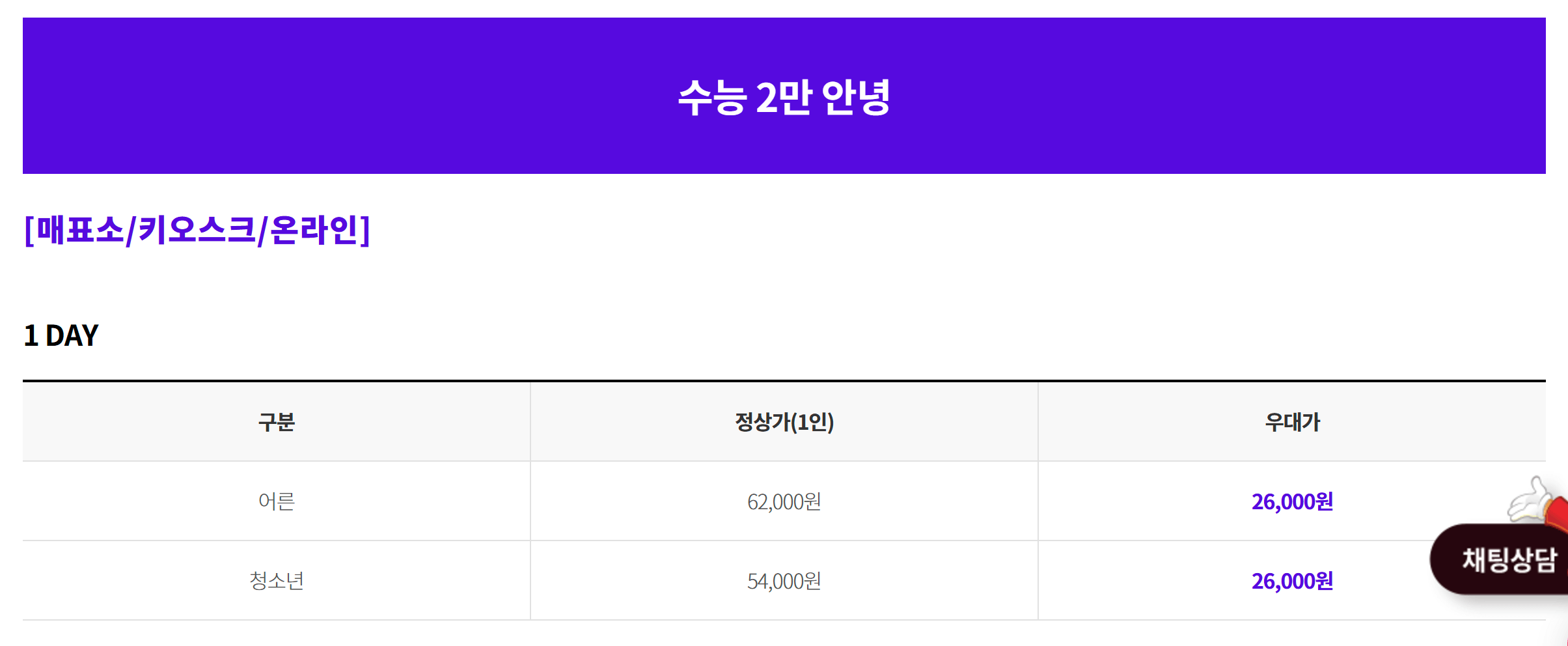 2025 롯데월드 수험생할인 최저가