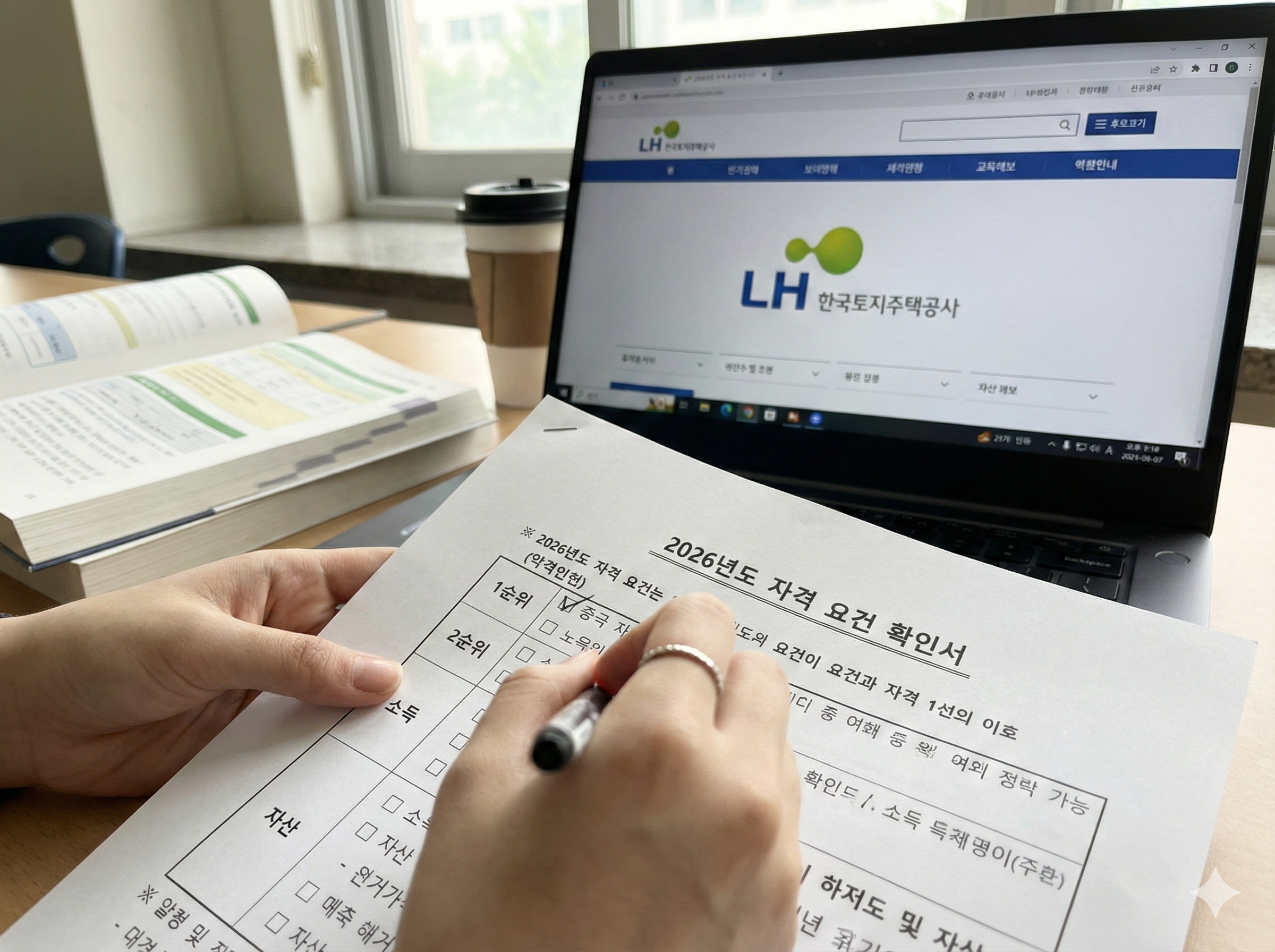 2026년 LH 청년전세 입주 자격 체크리스트를 작성하는 모습