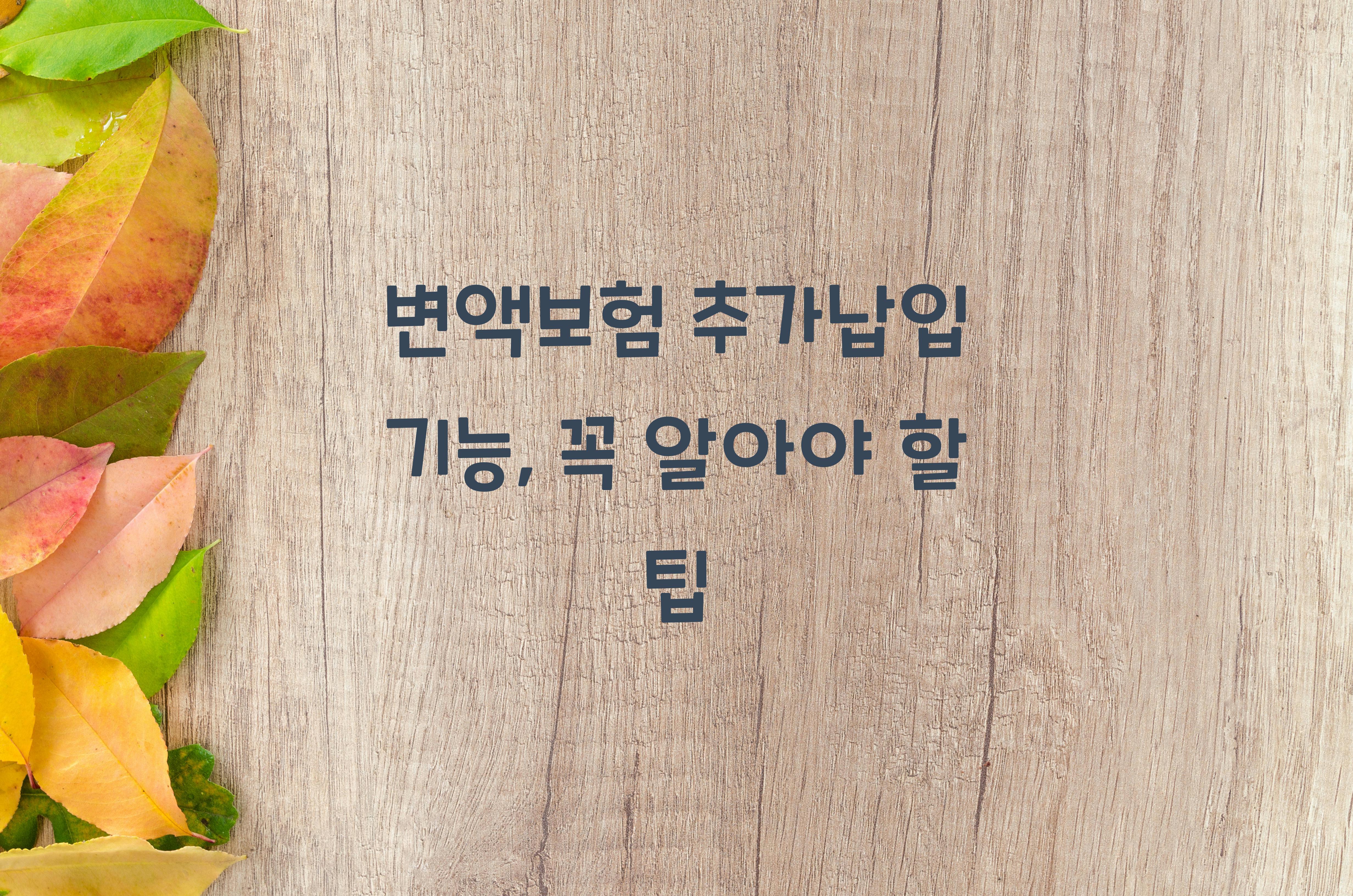 변액보험 추가납입 기능